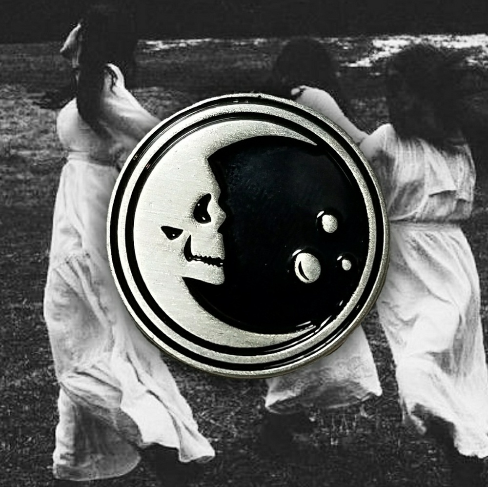 Moon Skeleton Goth Gothic Enamel Lapel Pin